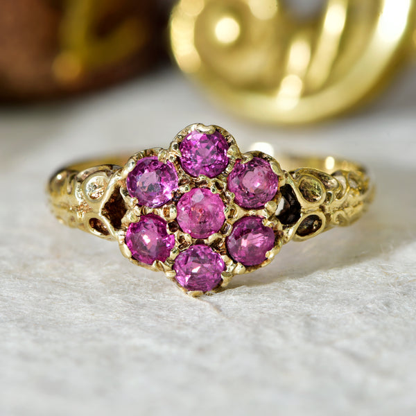 The Vintage Ruby Floret Cluster Ring - Antique Jewellers