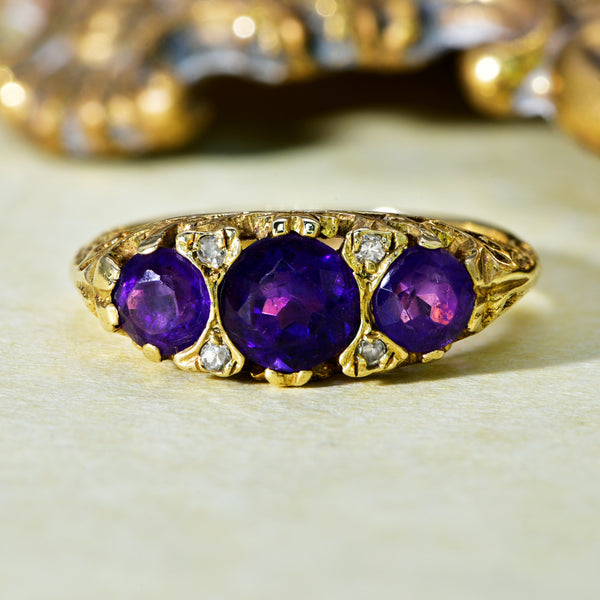 The Vintage Amethyst and Diamond Marvellous Ring - Antique Jewellers