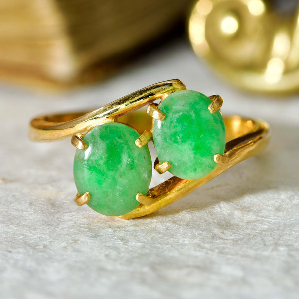 The Vintage Two Stone Jade Verdant Ring - Antique Jewellers