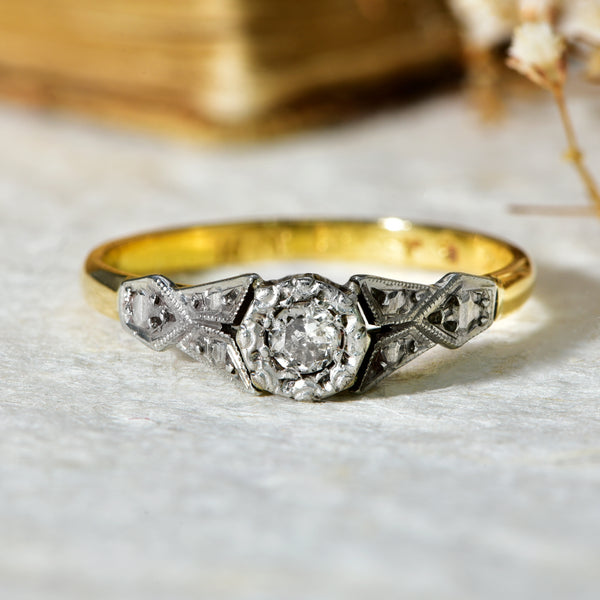 The Vintage Art Deco Style Brilliant Cut Diamond Ring - Antique Jewellers