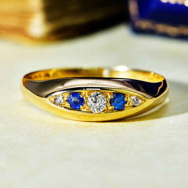 The Antique 1919 Sapphire and Diamond Impressive Ring - Antique Jewellers