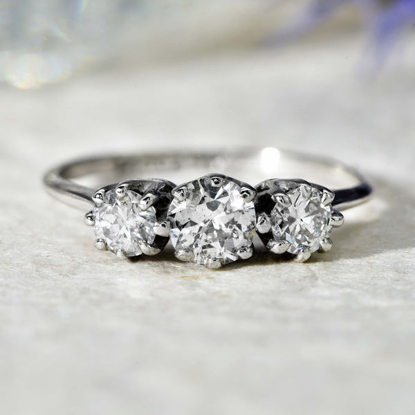 The Vintage Light Brilliant Cut Diamond Trio Ring - Antique Jewellers