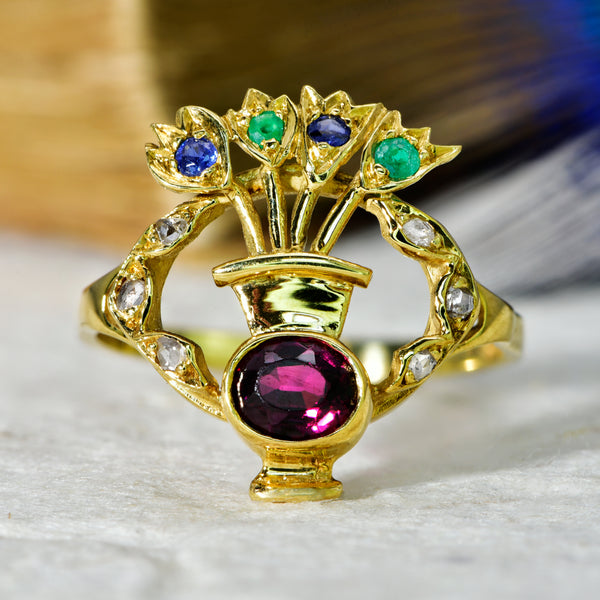 The Vintage 1988 Gemstone Flamboyant Vase Ring