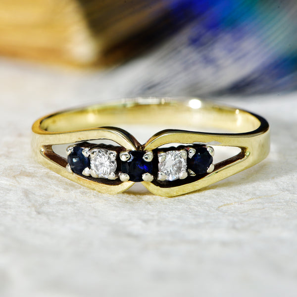The Vintage 1980 Sapphire and Diamond Flourish Ring - Antique Jewellers