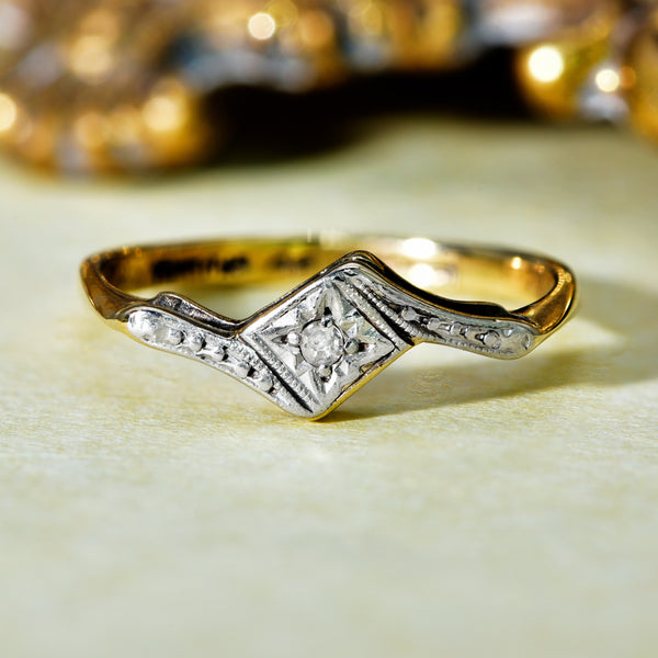 The Vintage Art Deco Brilliant Cut Diamond Starlet Ring - Antique Jewellers
