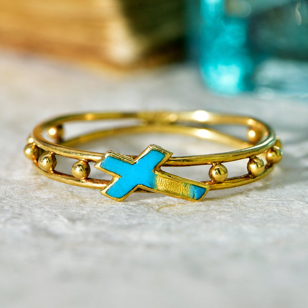 The Vintage Beaded Cross Ring - Antique Jewellers