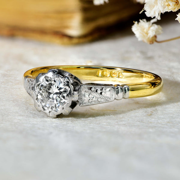 The Vintage Solitaire Brilliant Cut Diamond Art Deco Style Ring - Antique Jewellers