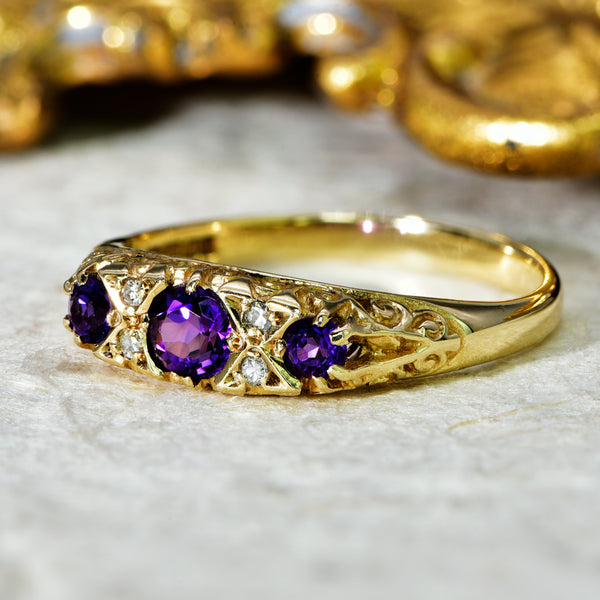 The Vintage 1981 Amethyst and Diamond Ring - Antique Jewellers