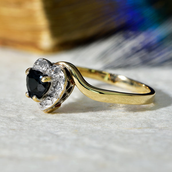The Vintage Sapphire and Diamond Heart Ring - Antique Jewellers