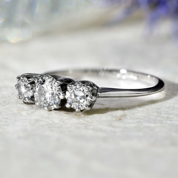 The Vintage Light Brilliant Cut Diamond Trio Ring - Antique Jewellers