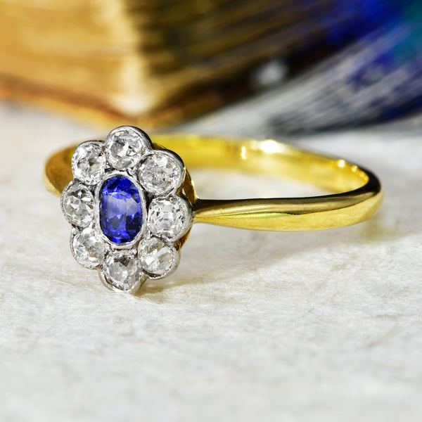 The Vintage Sapphire and Diamond Daisy Ring - Antique Jewellers