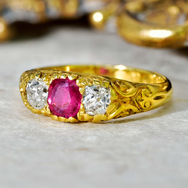 The Antique 1876 Ruby and Old Cut Diamond Magnificent Ring - Antique Jewellers