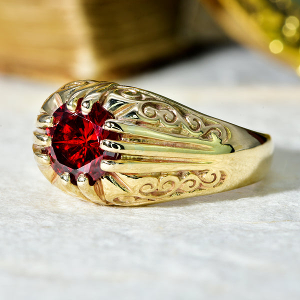 The Vintage 1989 Red Gemstone Flashy Ring - Antique Jewellers