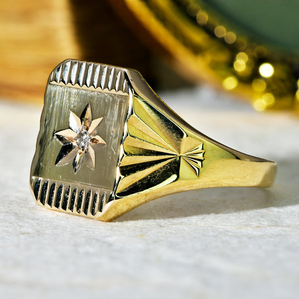 The Vintage 1965 Diamond Starburst Signet Ring - Antique Jewellers