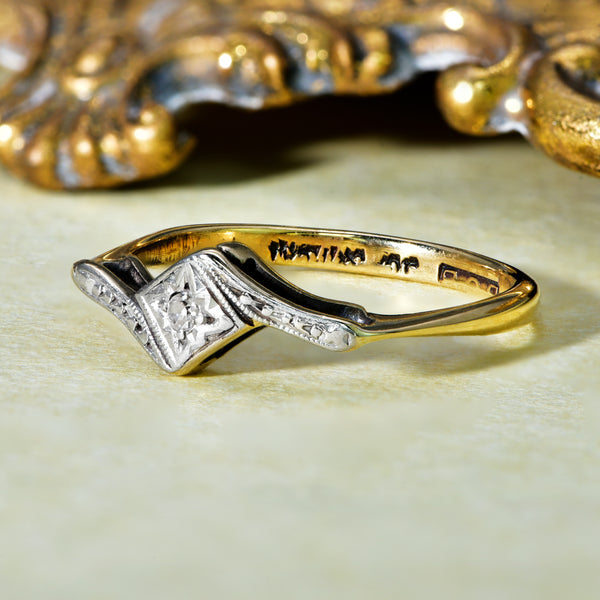 The Vintage Art Deco Brilliant Cut Diamond Starlet Ring - Antique Jewellers