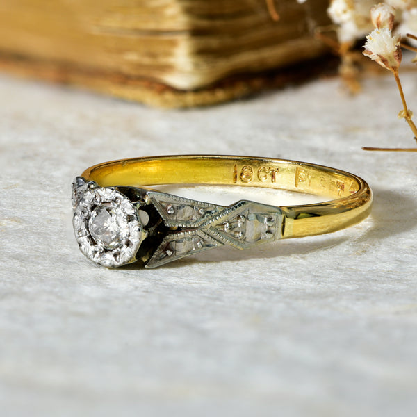 The Vintage Art Deco Style Brilliant Cut Diamond Ring - Antique Jewellers