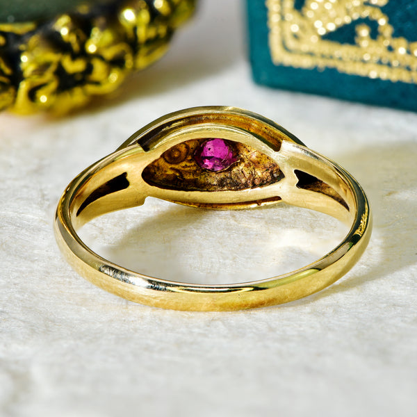 The Antique Victorian 1897 Seed Pearl and Ruby Ring - Antique Jewellers