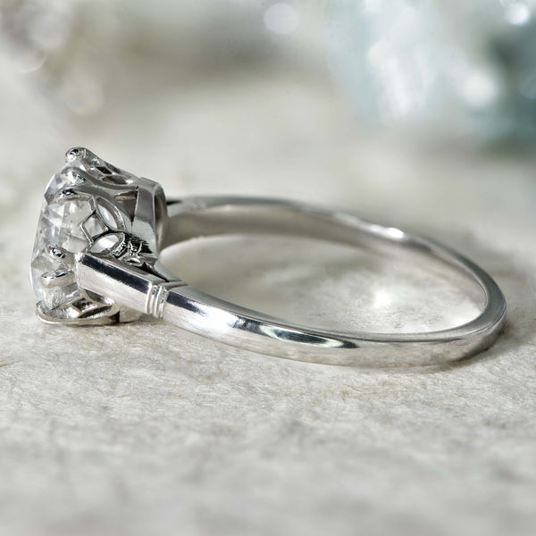 The Vintage 2.08ct Brilliant Cut Solitaire Diamond Platinum Ring - Antique Jewellers