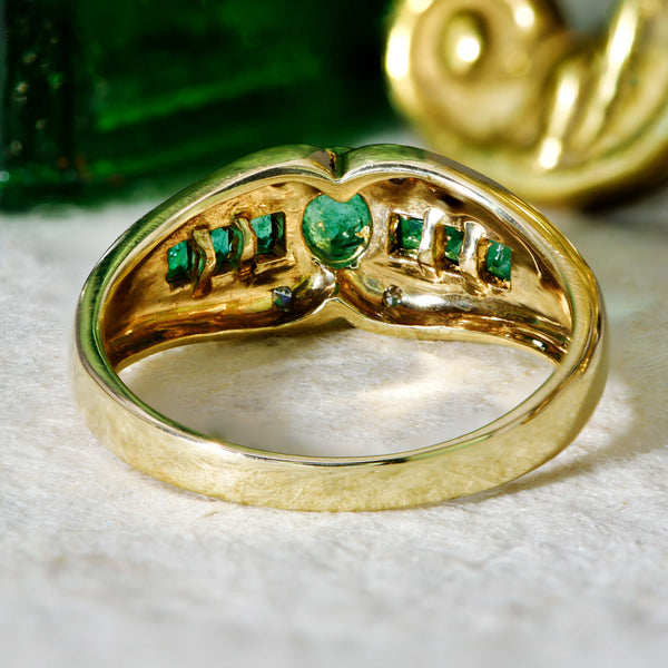 The Vintage Emerald and Diamond Geometric Ring - Antique Jewellers