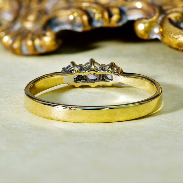 The Vintage Three Brilliant Cut Diamond Dazzling Ring - Antique Jewellers