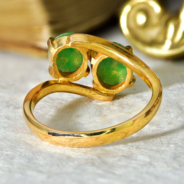 The Vintage Two Stone Jade Verdant Ring - Antique Jewellers