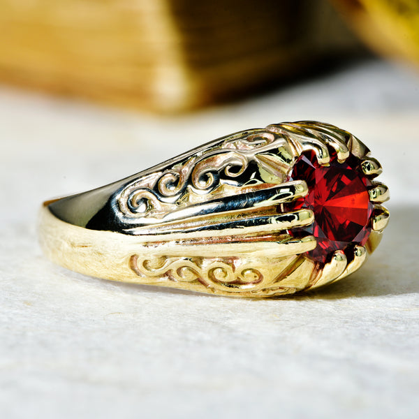 The Vintage 1989 Red Gemstone Flashy Ring - Antique Jewellers