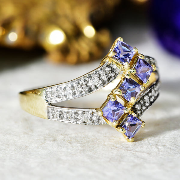 The Vintage Iolite and Diamond? Sculptural Ring - Antique Jewellers