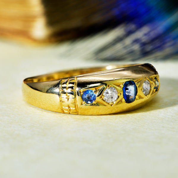 The Antique 1913 Five Stone Sapphire and Diamond Ring - Antique Jewellers