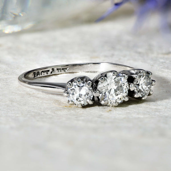 The Vintage Light Brilliant Cut Diamond Trio Ring - Antique Jewellers