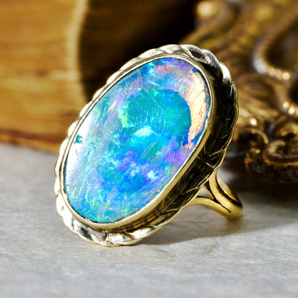 The Vintage Black Opal Enchanting Ring - Antique Jewellers