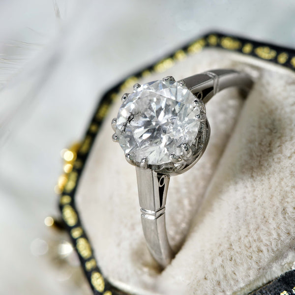 The Vintage 2.08ct Brilliant Cut Solitaire Diamond Platinum Ring