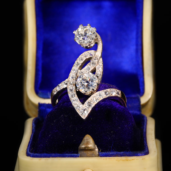 The Antique Art Nouveau Diamond Flamboyant Ring - Antique Jewellers