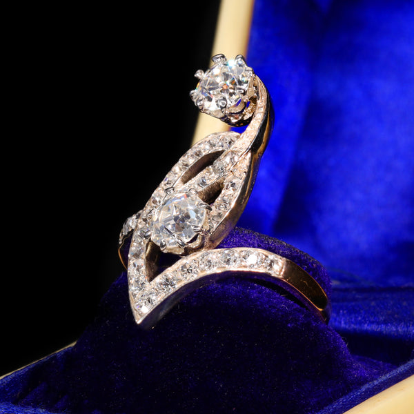 The Antique Art Nouveau Diamond Flamboyant Ring - Antique Jewellers