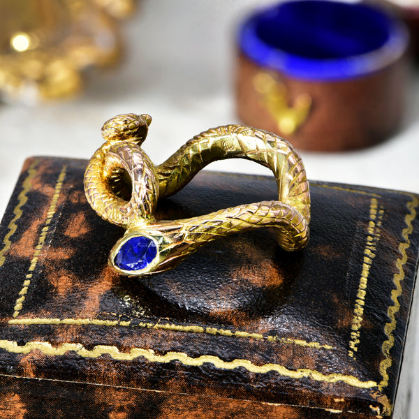 The Antique Coiled Sapphire Snake Ring - Antique Jewellers