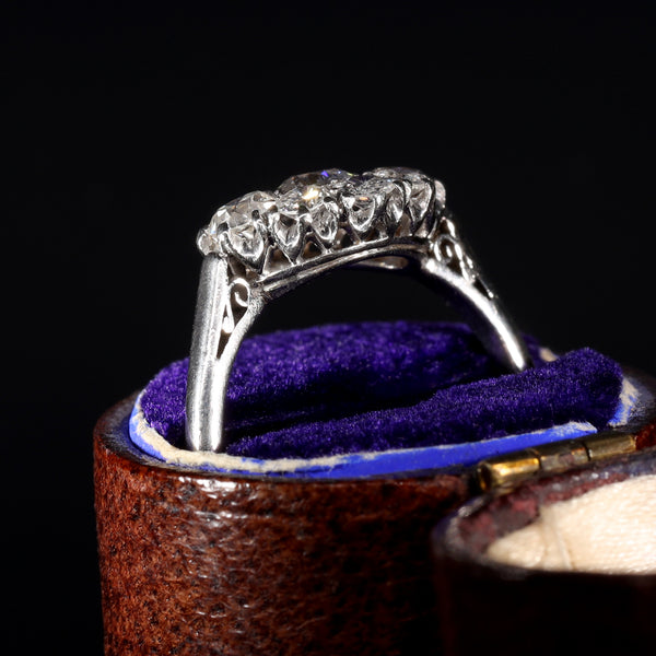 The Antique Platinum Brilliant Cut Diamond Cluster Ring