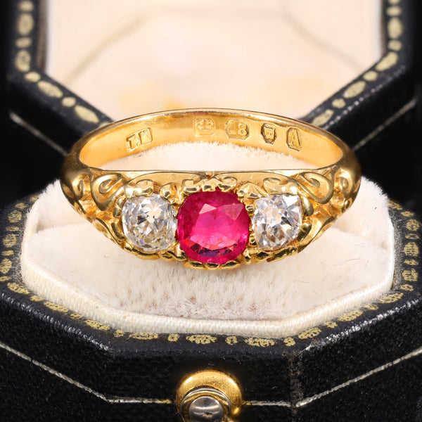 The Antique Victorian 1876 Ruby and Old Cut Diamond Magnificent Ring