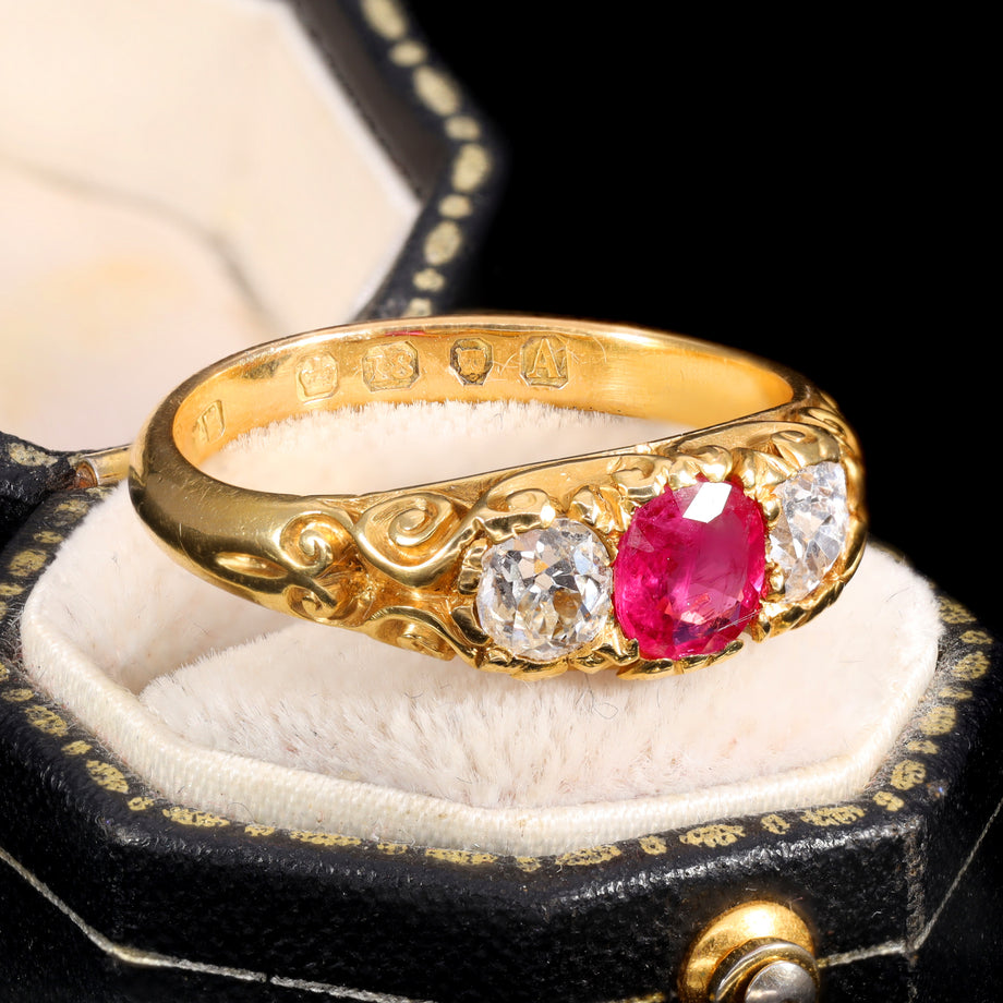 The Antique Victorian 1876 Ruby and Old Cut Diamond Magnificent Ring