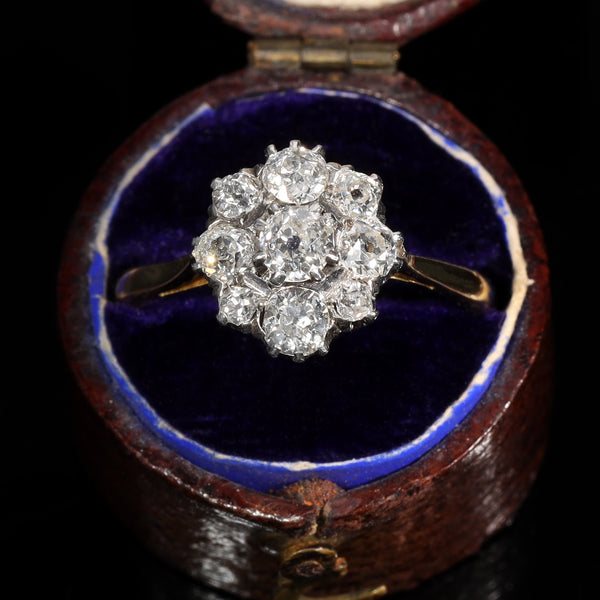 The Antique Old Cut Diamond Elaborate Cluster Ring