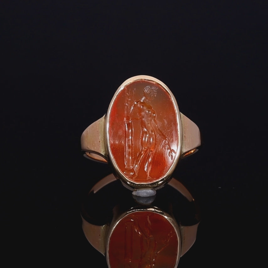 The Ancient Roman Carnelian Intaglio Olive Branch Ring