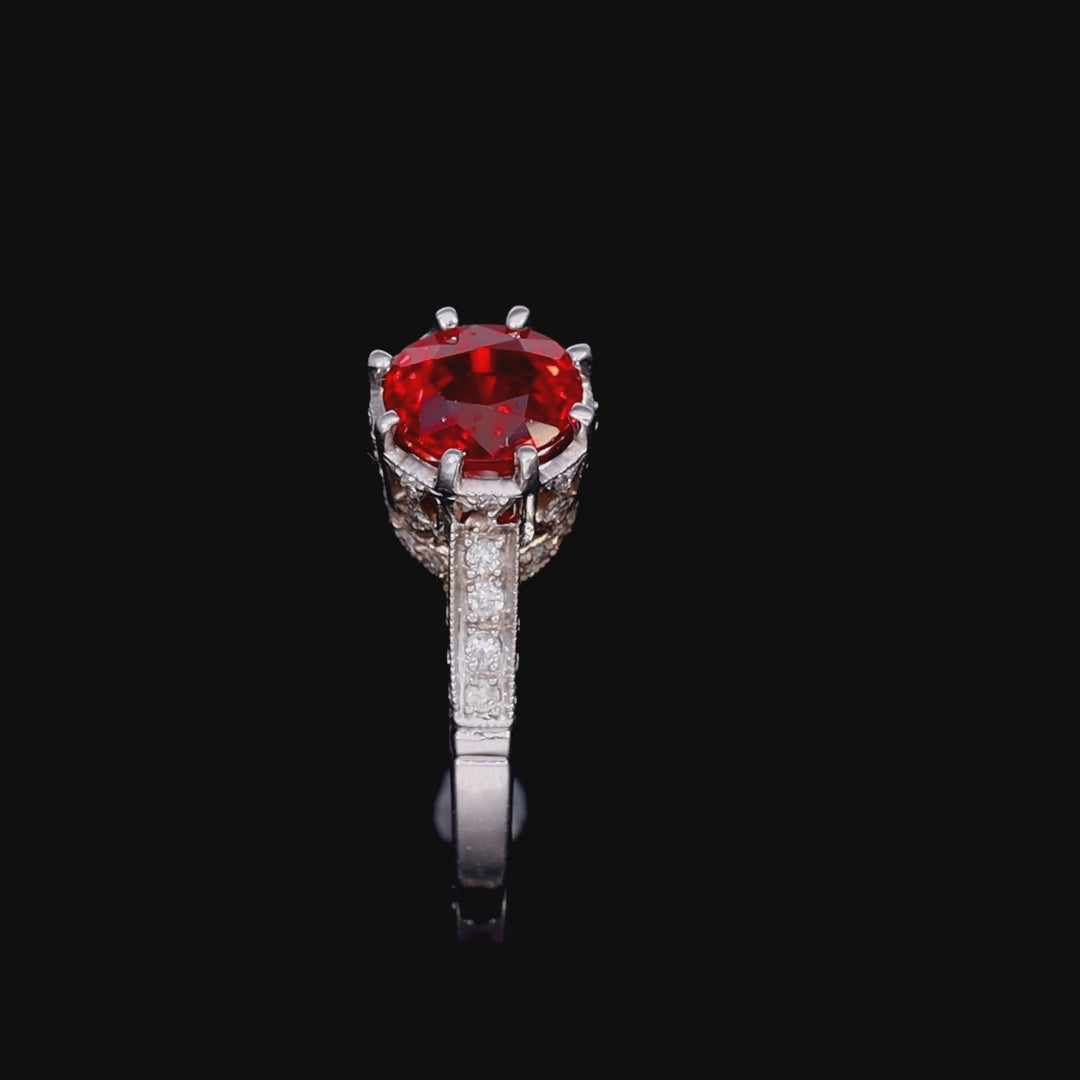 The Contemporary Ruby and Diamond Encrusted White Gold Ring
