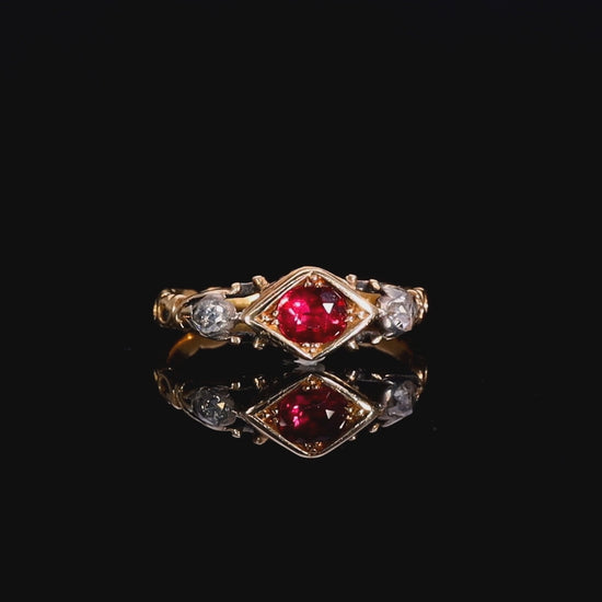 The Antique Georgian Ruby and Rose Cut Diamond Ring