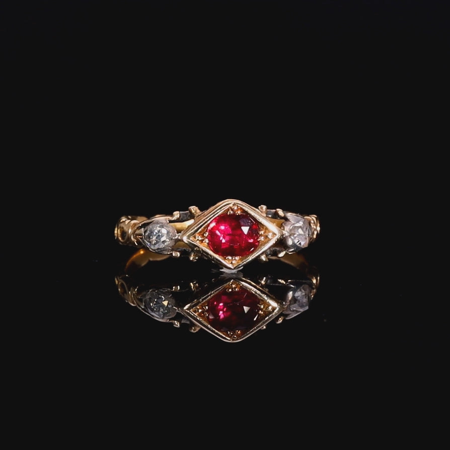 The Antique Georgian Ruby and Rose Cut Diamond Ring