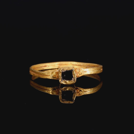 The Ancient Medieval Byzantine Gold And Deep Red Glass Ring