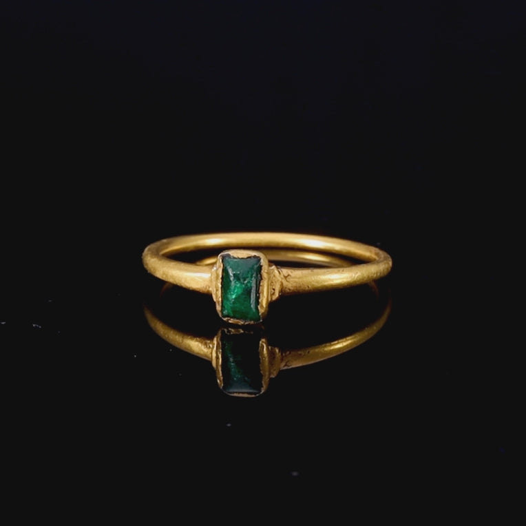 The Ancient Medieval 14th Century Emerald Cabochon Ring