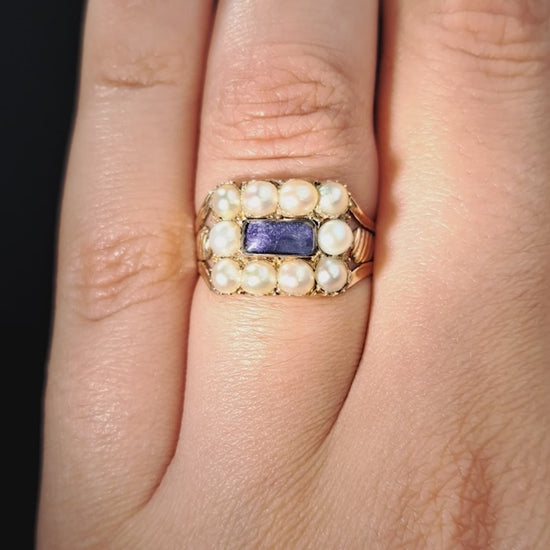 The Antique Georgian Pearl and Enamel Elaborate Ring