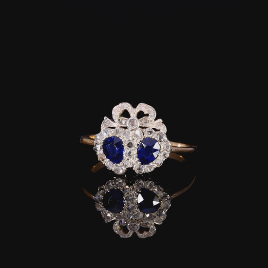 The Antique Victorian Sapphire And Diamond Double Heart Sweetheart Ring