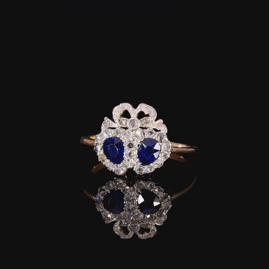 The Antique Victorian Sapphire And Diamond Double Heart Sweetheart Ring