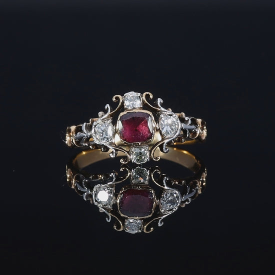 The Antique Georgian Garnet and Diamond Filigree Ring