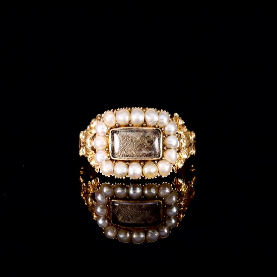 The Antique Georgian 1829 Pearl And Hairwork Mourning Ring