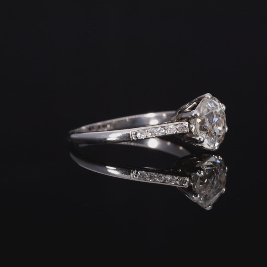 The Antique Art Deco Era Old Mine Cut Diamond Ring